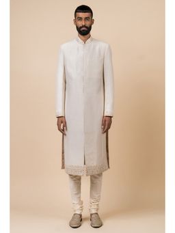 TASVA - Ivory Fine Thread and Gota Work Sherwani with Churidar