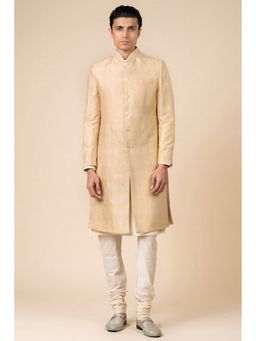 TASVA - Gold Classic Embroidered Collar Sherwani with Churidar