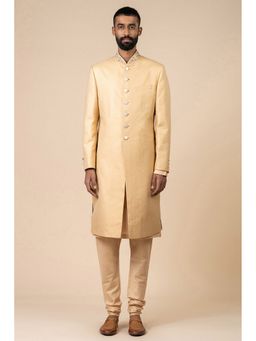 TASVA - Gold Classic Brocade Sherwani with Churidar