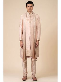 TASVA - Pink Applique Aari Embroidery Sherwani with Churidar