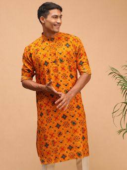 Vastramay - Yellow Cotton Blend Kurta