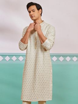Vastramay - Off White Rayon Kurta
