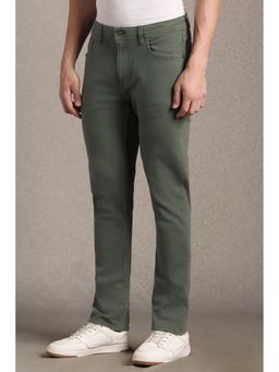 Louis Philippe - Olive Solid/Plain Mid Waist Jeans