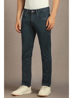 Louis Philippe - Navy Blue Solid/Plain Mid Waist Jeans