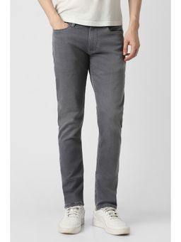 Peter England - Grey Solid/Plain Mid Waist Jeans