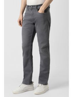 Peter England - Grey Solid/Plain Mid Waist Jeans