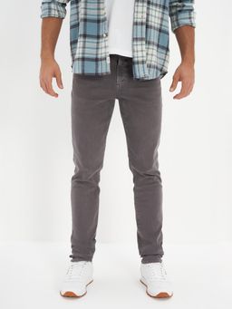 American Eagle - Grey Solid/Plain Mid Waist Jeans