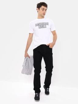 American Eagle - Black Solid/Plain Mid Waist Jeans