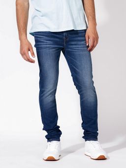 American Eagle - Blue Solid/Plain Mid Waist Jeans