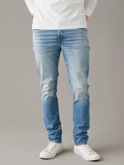 American Eagle - Blue Solid/Plain Mid Waist Jeans