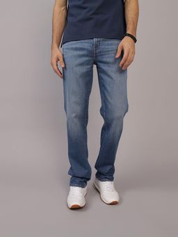American Eagle - Blue Solid/Plain Mid Waist Jeans