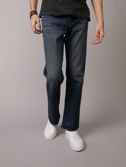 American Eagle - Blue Solid/Plain Mid Waist Jeans