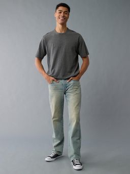 American Eagle - Blue Solid/Plain Mid Waist Jeans