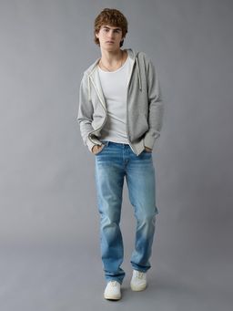 American Eagle - Blue Solid/Plain Mid Waist Jeans