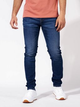 American Eagle - Blue Solid/Plain Mid Waist Jeans