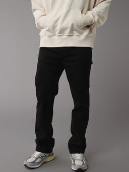 American Eagle - Black Solid/Plain Mid Waist Jeans