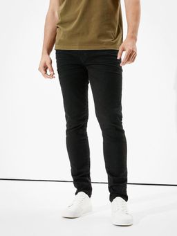 American Eagle - Black Solid/Plain Mid Waist Jeans