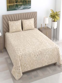 Threadwear - Multicolor Floral 400 Tc Cotton Flat Queen Bedsheet with Pillow Covers