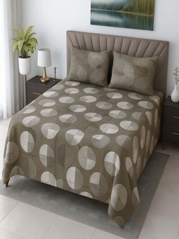 Threadwear - Multicolor Geometric 400 TC Cotton Flat Queen Bedsheet with Pillow Covers