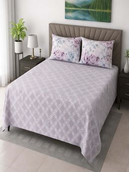 Threadwear - Geometric 400 TC Cotton Flat Super King Size Bedsheet with Pillow Covers