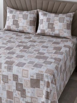 Threadwear - Floral 400 TC Cotton Flat Double Queen Size Bedsheet with Pillow Covers