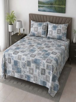 Threadwear - Floral 400 TC Cotton Flat Double Queen Bedsheet with Pillow Covers