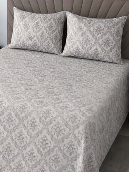 Threadwear - Floral 400 TC Cotton Flat Double Queen Size Bedsheet with Pillow Covers