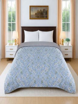 Threadwear - Reversible Blue Floral Double Bed Cotton Comforter