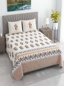 Threadwear - Floral 400 TC Cotton Flat Super King Bedsheet with Pillow Covers