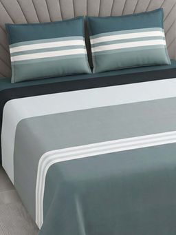 Threadwear - Multicolor Stripes 400 TC Cotton Super King Bedsheet with Pillow Covers