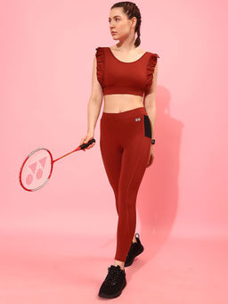 Clovia - Snug Fit High-Rise Active Tights in Red