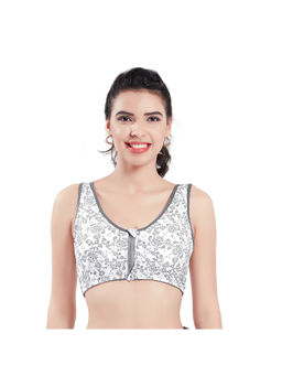 Bralux - White Full Coverage Front Zip High Support Removable Pads Sports Bra