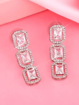Estele - Rhodium Plated CZ Ossum Octagon Earrings for Women
