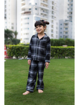 PUDDLE FASHION - Kids Printed Pure Cotton Black Shirt with Pyjama