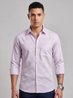 Charagh Din - Cotton Ditto Fit Pink Textured Casual Shirt