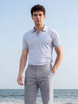 Louis Stitch - Multi-Color Signature Regular Fit Johnny Collar Striped Polo T-Shirt