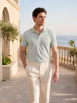 Louis Stitch - Green Mens Pastel Green Polo T-Shirt