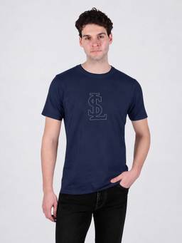 Louis Stitch - Blue Mens Ultrasoft Round Neck Navy T-Shirt
