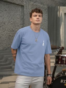 Louis Stitch - Blue Rock Ballad Printed Oversized T-Shirt