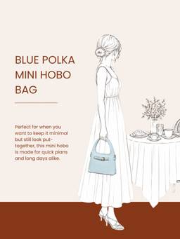 Tann Trim - Blue Polka Hobo Bag