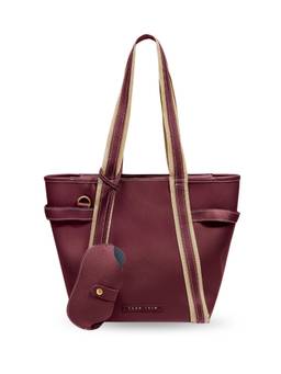 Tann Trim - Wine Zipper Trooper Tote Bag With Handbag & Pouch