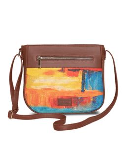 Zouk - Women Handcrafted Abstract Printed U Shaped Sling Bag-Multi-Color