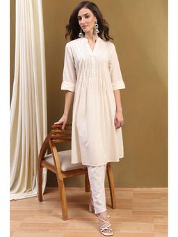 Biba - Womens Yellow Cotton Straight Kurta
