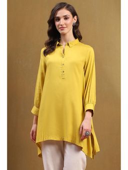 Biba - Womens Mustard Rayon Straight Kurti