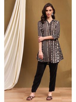 Biba - Womens Brown Printed Straight Kurti