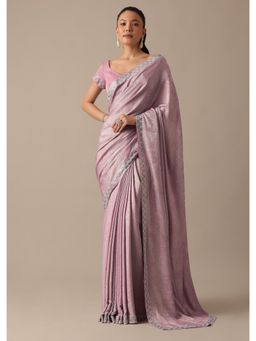 KALKI FASHION - Purple Silk Saree with Swarovski Work with Unstitched Blouse