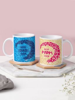 Indigifts - Best Mom and Dad Ceramic Coffee Mug 330 ml Set of 2