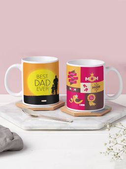 Indigifts - No. 1 Mom & Best Dad Ever Printed Coffee Mugs 330ml, Mothers Day Gift