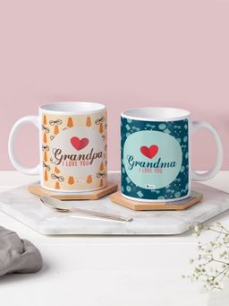 Indigifts - I Love You Grandpa And Grandma Coffee Mug Set of 2 for Your Grandparents