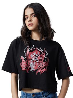 The Souled Store - Thor Black Jane Foster Oversized Cropped T-Shirt for Women